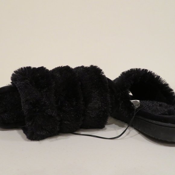 Women Small Black Slip-on Slippers Cozy Mountain Memory Foam Rubber Sole New - Picture 13 of 16